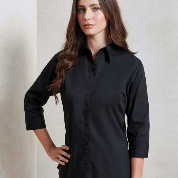 Women's 3/4 sleeve poplin blouse Thumbnail
