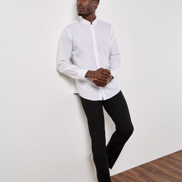Mandarin collar fitted shirt long sleeved Thumbnail